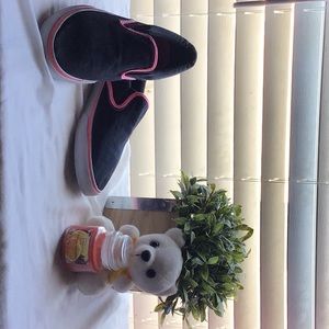 Pink And Black Slip Ons 🖤💖